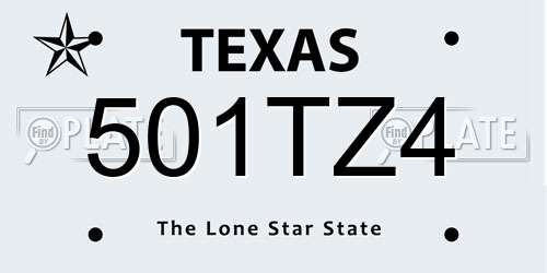 501TZ4 Texas License Plate