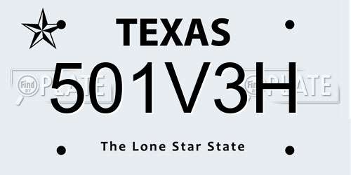 501V3H Texas License Plate
