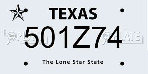 501Z74 Texas License Plate