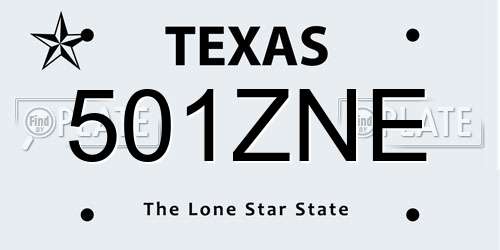 501ZNE Texas License Plate