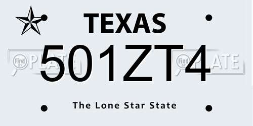 501ZT4 Texas License Plate