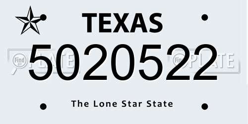 5020522 Texas License Plate