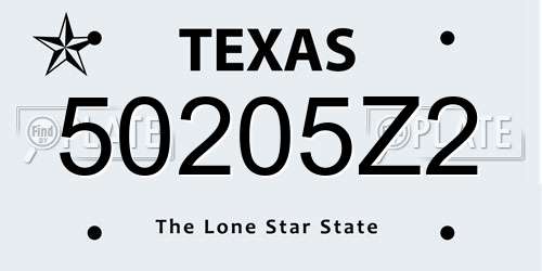50205Z2 Texas License Plate