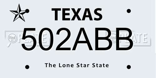502ABB Texas License Plate