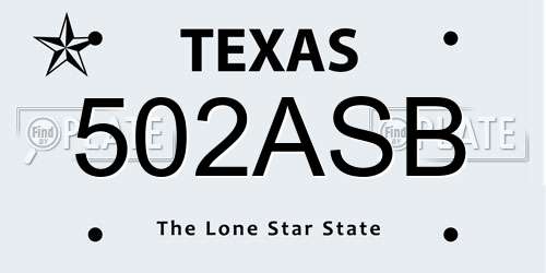 502ASB Texas License Plate