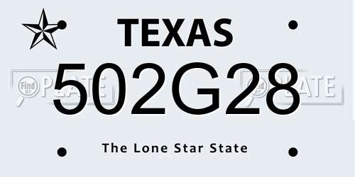 502G28 Texas License Plate