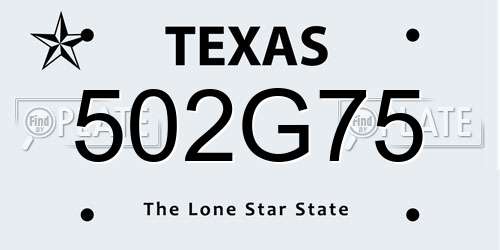 502G75 Texas License Plate