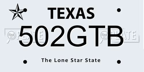 502GTB Texas License Plate
