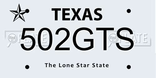 502GTS Texas License Plate