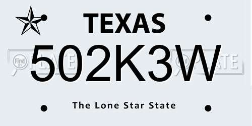 502K3W Texas License Plate