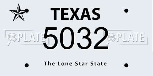 5032 Texas License Plate