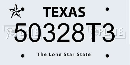 50328T3 Texas License Plate
