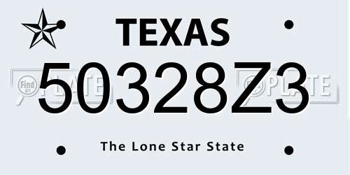 50328Z3 Texas License Plate