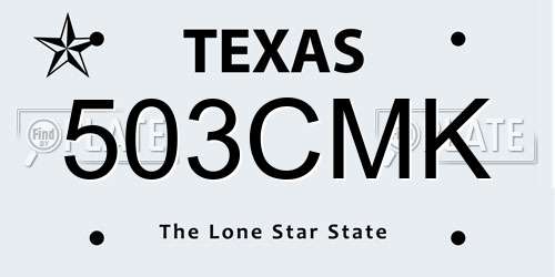 503CMK Texas License Plate