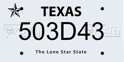 503D43 Texas License Plate