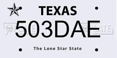 503DAE Texas License Plate