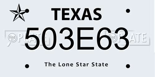 503E63 Texas License Plate