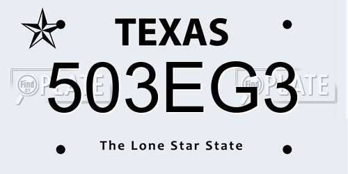 503EG3 Texas License Plate