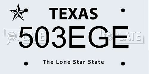 503EGE Texas License Plate