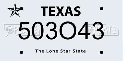 503O43 Texas License Plate