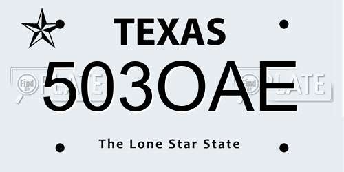 503OAE Texas License Plate