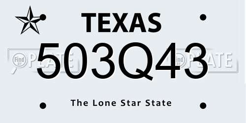 503Q43 Texas License Plate