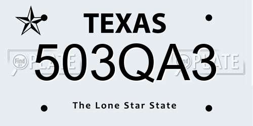 503QA3 Texas License Plate