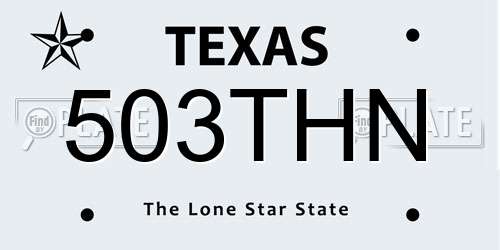 503THN Texas License Plate