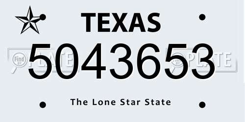 5043653 Texas License Plate