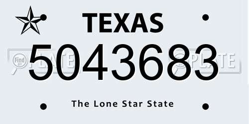5043683 Texas License Plate