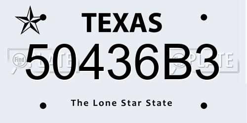 50436B3 Texas License Plate