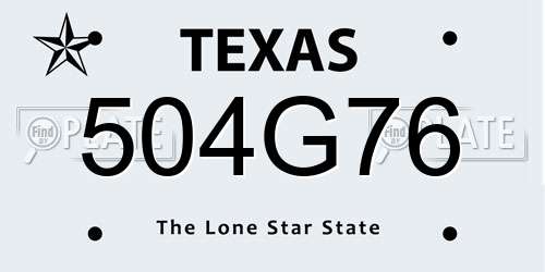 504G76 Texas License Plate