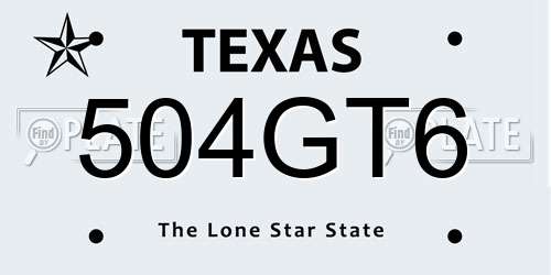 504GT6 Texas License Plate
