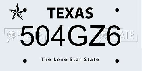 504GZ6 Texas License Plate