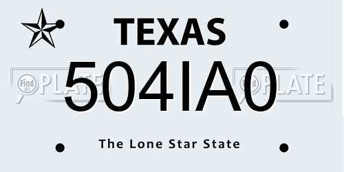 504IA0 Texas License Plate