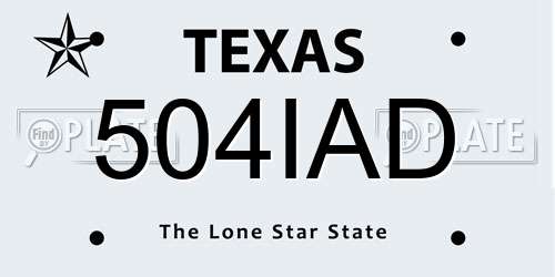 504IAD Texas License Plate