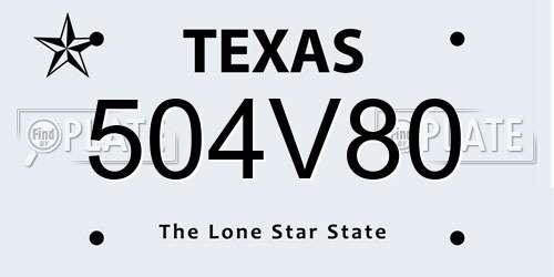 504V80 Texas License Plate