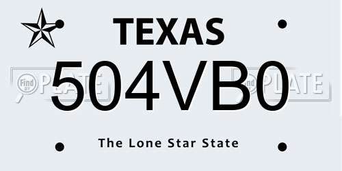 504VB0 Texas License Plate