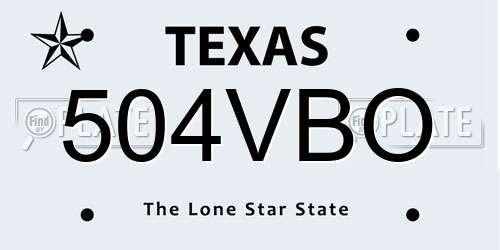 504VBO Texas License Plate
