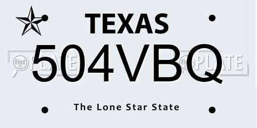 504VBQ Texas License Plate