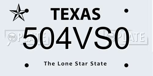 504VS0 Texas License Plate