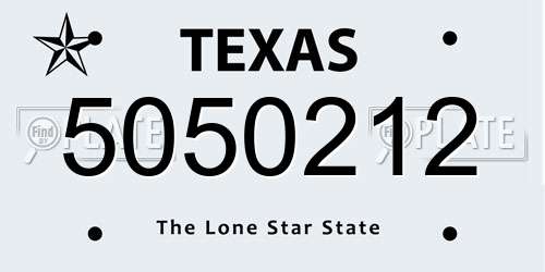 5050212 Texas License Plate