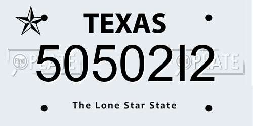 50502I2 Texas License Plate