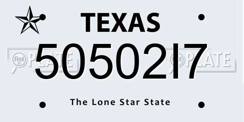 50502I7 Texas License Plate