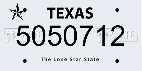 5050712 Texas License Plate