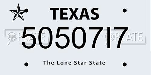 50507I7 Texas License Plate