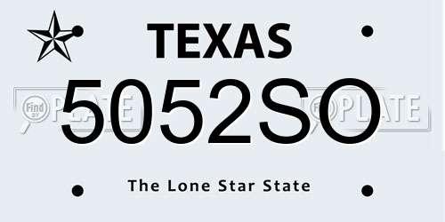 5052SO Texas License Plate