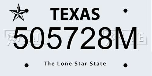505728M Texas License Plate