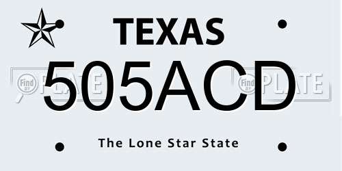 505ACD Texas License Plate