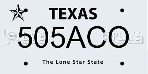 505ACO Texas License Plate
